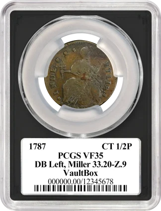 1787 Connecticut Copper PCGS VF35 VaultBox rev