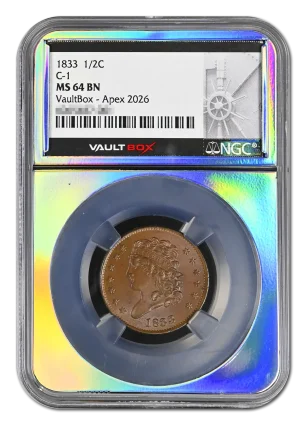1833 1 2C C-1 NGC MS64BN VaultBox APEX 2026