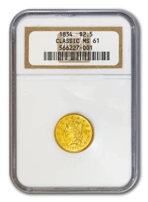 1834 G$2.5 Classic NGC MS61