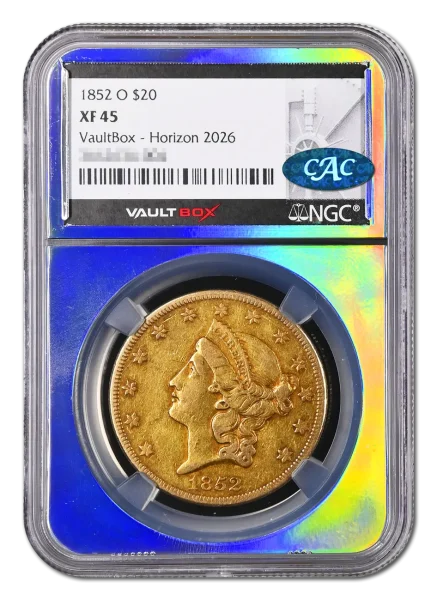 1852-O $20 NGC XF45 CAC VaultBox Horizon 2026 - With Shadow