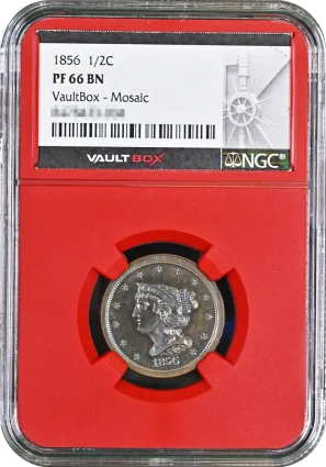 1856 Half Cent NGC PF66BN VaultBox Mosaic