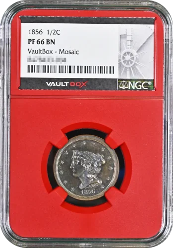 1856 Half Cent NGC PF66BN VaultBox Mosaic