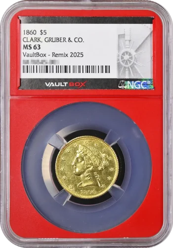 1860 $5 Clark Gruber and Co NGC MS63 VaultBox Remix 2025