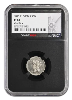 1873 Closed 3 3CN NGC PF63 VaultBox
