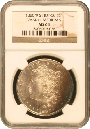 1880 9 Hot-50 $1 VAM-11 Medium S NGC MS63