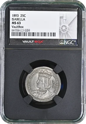1893 25C Isabella NGC MS63 VaultBox