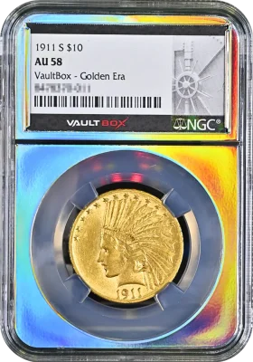 1911-S $10 NGC AU58 VaultBox Golden Era