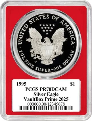 1995-W Silver Eagle PCGS PR70 VaultBox Prime 2025 rev