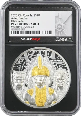 2025 3oz Silver Aztec Empire High Relief NGC PF70UC VaultBox Series X