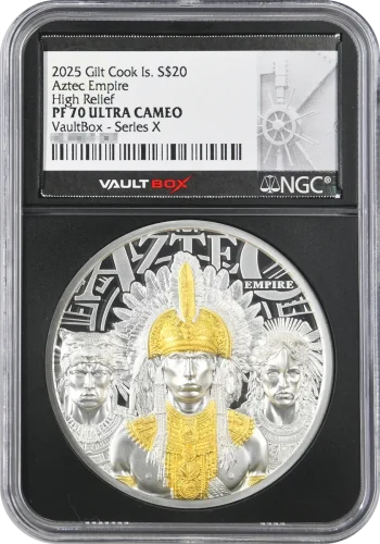 2025 3oz Silver Aztec Empire High Relief NGC PF70UC VaultBox Series X