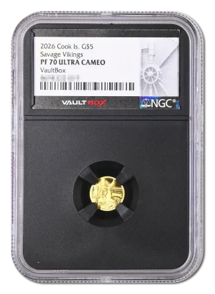 2026 Vikings Gold $5 NGC PF70 VaultBox - With Shadow