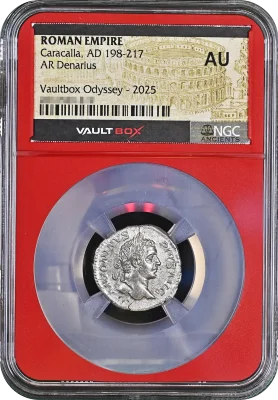Caracalla Denarius NGC AU VaultBox Odyssey 2025